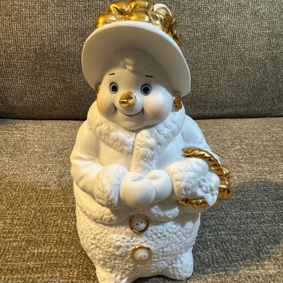 Grandeur Noel Porcelain Snowman Family year 2000 Collectors Edition White/Gold - Picture 5 of 8